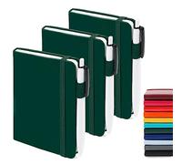 feela 3 Pack Pocket Notebook Journals with 3 Black Pens, A6 Mini Cute Small Journal Notebook Bulk Hardcover College Ruled Notepad with Pen Holder for Office School Supplies, 3.5”x 5.5”, Dark Green