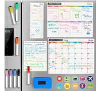 feela 4 Pack Magnetic Whiteboard for Fridge, Monthly Weekly & Daily Planner