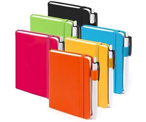feela 6 Pack A6 Pocket Notebooks, Hardback Lined Small Notebooks with Dividers and Black Pens, Classic Ruled Mini Notepads Journal Bulk for Office School Writing Plans Memos, 9 X 14cm, Solid Colours