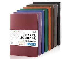 Feela 8 Pack Soft Cover Notebooks A5 Lined, Journal Notebooks College Ruled, Lined Travel Journal for Women Men, Note Taking Study Notepad School Supplies, Exercise Writing Note Books, Vintage Colours