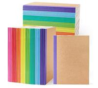 feela 80 Pack Composition Notebooks Bulk, Kraft Cover Lined Blank College Ruled Composition Travel Journals with Rainbow Spines For Women Students Business, 60 Pages, 8.3”x 5.5”, A5, 8 Colors