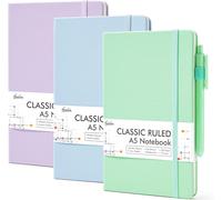 feela A5 Notebooks Multipack, 3 Pack Ruled Lined Notepads A5 (120 GSM), Hardbac