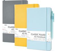 feela A5 Notebooks Multipack, 3 Pack Ruled Lined Notepads A5 (120 GSM), Hardbac