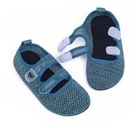 FEELACES Womens Mens Water Shoes for Beach Swimming - Non Slip Quick Dry Barefoot Aqua Socks with Adjustable Straps, Blue, 8-9 Women/6.5-7.5 Men