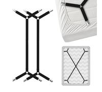 FeelAtHome Criss-Cross Bed Sheet Holders, 2 PCS Black, Mattress Straps