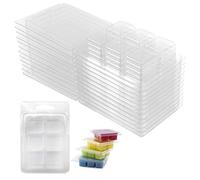 Feelava Wax Melt Molds 50 Pcs 6 Cavity Resuable Clear Plastic Clamshell Mould Cube Tray for Candle Making and Soap Wax Melts Boxes