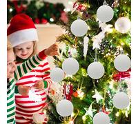 Feelcrag 6Pcs Large Christmas Baubles Xmas Balls Tree Decorations Hanging Ornament Christmas Crack Texture Easy Hanging Festive Plastic Pendants Party Supplies Xmas Gifts Stocking Fillers White