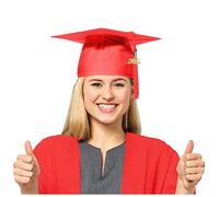 Feelcrag Adjustable Graduation Cap Doctoral Hat Graduation Hat University Mortarboard Cap Student Bachelor University Degree with Tassel Graduate Uniform Accessories Red
