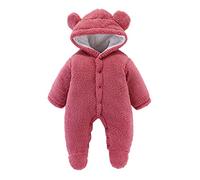 Feelcrag Baby Snowsuit Fleece Romper, Baby Girl Clothes 3-6 Months Girls Boys Jumpsuit Romper Infant One-Piece Hooded Jumpsuit Bodysuits for Girls Thin Fall Winter Outfits Cute Thick Bear Snowsuit
