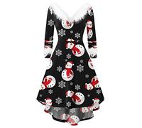 Feelcrag Dresses for Women Vintage Fuzzy Evening Casual Dress Ladies Dresses Size 18-20 Christmas Costume Women Velvet Dress Xmas Outfit Cosplay Dress Sexy Elf A-Black
