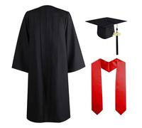 Feelcrag Graduation Cap and Gown for Adults Hat Matte Bachelor University Party Robe Stole Outfit Set Matte Graduation Gown with Bachelor Hat Costume Student Ceremony Dress High School Women Men