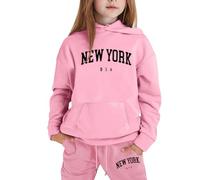 Feelcrag Kids Tracksuits Sets 2 Piece Girls Boys Sportswear Set Long Sleeve Hoodie Pullover Sweatshirt and Pants York College Style Kids Hoodie Sweatshirt Youth (4-5 Years) Pink