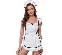 Feelcrag Ladies French Maid Costume Sexy Nurse Outfit for Women Naughty Cosplay Costume Maid Uniform Full Set French Maid French Maid Apron Adult Dress Fancy Costume Costumes for Women