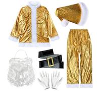 Feelcrag Men's Deluxe Santa Suit Costume Santa Claus Costume Outfit Men Deluxe Professional Suit Claus Women Christmas Fancy Dress Mens Xmas Holiday Party Cosplay