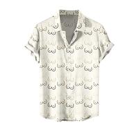 Feelcrag Men's Hawaiian Button Down Shirts Tshirts Men UK Short Sleeved Shirt Mens Button Down Summer Casual Shirts Hawaiian Tropic Men Shirt Tropical Holiday Beach Funky Party Tops