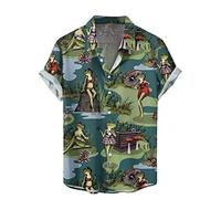 Feelcrag Men's Hawaiian Button Down Shirts Tshirts Men UK Short Sleeved Shirt Mens Button Down Summer Casual Shirts Hawaiian Tropic Men Shirt Tropical Holiday Beach Funky Party Tops