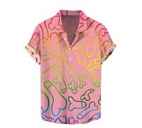 Feelcrag Men's Hawaiian Button Down Shirts Tshirts Men UK Short Sleeved Shirt Mens Button Down Summer Casual Shirts Hawaiian Tropic Men Shirt Tropical Holiday Beach Funky Party Tops
