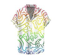 Feelcrag Men's Hawaiian Button Down Shirts Tshirts Men UK Short Sleeved Shirt Mens Button Down Summer Casual Shirts Hawaiian Tropic Men Shirt Tropical Holiday Beach Funky Party Tops