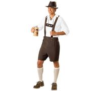 Feelcrag Mens Lederhosen with Suspenders, Green with Lederhosen & Shirt for Halloween Dress Up Party and Beer Festival Mens Bavarian Costume Small Shorts Men Pant for Oktoberfest Men's Shorts S
