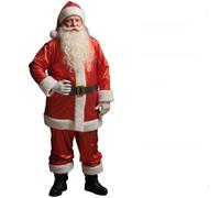 Feelcrag Mens Santa Costume Professional Deluxe Red Christmas Claus Outfit Christmas Dressing Up Outfit Women Deluxe Santa Suit Mens Outfits for Men Adult Fancy Dress Velvet Cosplay Fancy Dress