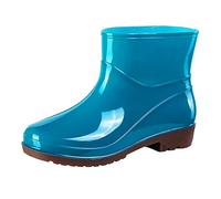 Feelcrag Short Rain Boots for Womens Ankle Rainboot Slip On Garden Boot Ladies Rubber Outside Work with Comfort (Sky Blue, 5.5)