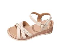 Feelcrag Womens Leather Walking Sandals Beach Sandal Womens Sandals Low Wedge Heel Summer Beach Slipper Shoes Ladies Thong Flat Plain Strappy Simple Classic Ladies Summer Holiday