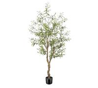 FEELEAD 6FT Artificial Olive Tree, 180cm Realistic Faux Olive Tree with Natural Wood Trunk, Tall Fake Potted Plant with Weighted Base, Indoor Statement Decor for Living Room, Hallway & Conservatory