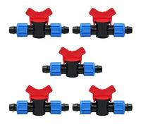 Feelers Drip Irrigation Barbed Shut Off Valve, 1/2 Inch Drip Tubing Coupling Valve Connector Locking Fitting Compatible with 16-17mm Drip Tape Tube Sprinkler System(Pack of 5)