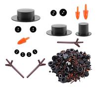 Feelfly 800 Pieces DIY Christmas Snowman Kit, Includes 80 Mini Black Top Hats, 80 Carrot Noses, 160 Snowman Hands and 480 Tiny Black Buttons for Christmas Crafting and Sewing Party Supplies (#B)