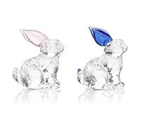 Feelfly Glass Rabbits Figurines Crystal Bunny Collectibles Statues Easter Decor Ornaments Table Centerpiece