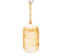 FeelfunFeather Lambswool Duster with Solid Wooden Handle,Leather Hang Strap,Comfortable Grips 19.6 inch Long Natural Feathers Dusters for Cleaning Wall Plant Desk Blind Cleaner Duster Tool