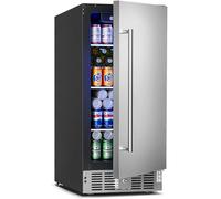 Feelfunn 15 Inch Undercounter Beverage Refrigerator - 126 Cans Beverage Fridge with Stainless Steel Door for Beer Wine Soda - Built-in or Freestanding Wine Cooler for Home Kitchen Bar