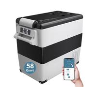 Feelfunn Portable Fridge 12 Volt Electric Fridge 58 Litres (55 Litres) with AC/DC for Truck, Caravan, Motorhome, Car Fridge, Freezer for Camping, Boat, Travel