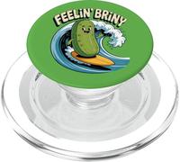 Feelin Briny Pickle Surfer Summer Surf Funny Pickle Surfing PopSockets PopGrip for MagSafe