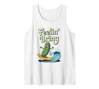 Feelin Briny Pickle Surfer Summer Surf Funny Pickle Surfing Tank Top