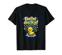 Feelin Ducky Cute Duck Umbrella Heart rain Pun T-Shirt
