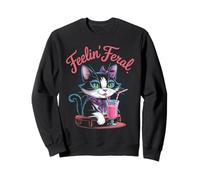 Feelin' Feral Cats Feral Feeling Cat Drink Funny Kitten Love Sweatshirt