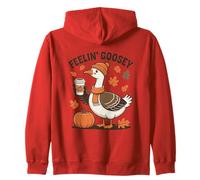Feelin' Goosey Fall Leaves Coffee Fun Zip Hoodie