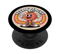 Feelin Peachy joke Retro Aesthetic Summer Fruit funny cute PopSockets Adhesive PopGrip
