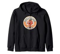 Feelin Peachy joke Retro Aesthetic Summer Fruit funny cute Zip Hoodie