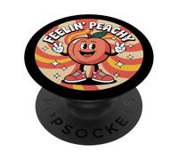 Feelin Peachy Retro Aesthetic Summer Fruit funny PopSockets Adhesive PopGrip