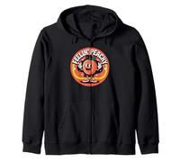 Feelin Peachy Retro Aesthetic Summer Fruit Zip Hoodie
