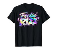 Feelin Rizz s Gen Z Slang s Charisma Sigma Vibe Value Graphic T-Shirt, Men, Black, L