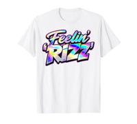 Feelin Rizz s Gen Z Slang s Charisma Sigma Vibe Value Graphic T-Shirt, Men, White, L