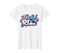 Feelin Rizz s Gen Z Slang s Charisma Sigma Vibe Value Graphic T-Shirt, Women, White, XL