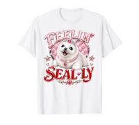 Feelin Seally Pun Harp Seal Princess Dad Joke Value Graphic T-Shirt, Men, White, M