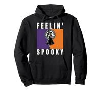 Feelin' Spooky Pin Up Witch Halloween Pumpkin Bats Pullover Hoodie