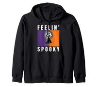Feelin' Spooky Pin Up Witch Halloween Pumpkin Bats Zip Hoodie