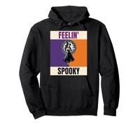 Feelin' Spooky Vintage Witch Halloween Pumpkin Pullover Hoodie