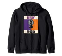 Feelin' Spooky Vintage Witch Halloween Pumpkin Zip Hoodie